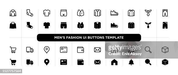 men's fashion user interface buttons template - waistcoat stock illustrations