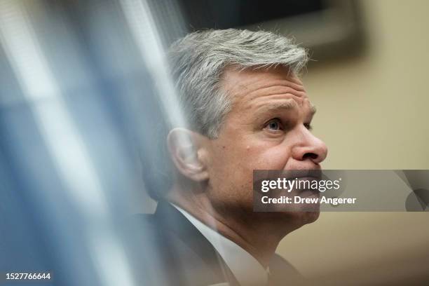 Director Christopher Wray testifies during a House Judiciary Committee hearing about oversight of the Federal Bureau of Investigation on Capitol Hill...