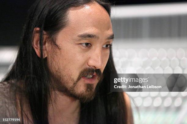 Steve Aoki attends the GRAMMY U Los Angeles Presents Up Close And Personal With Steve Aoki And Kaskade at Los Angeles Film School on September 25,...