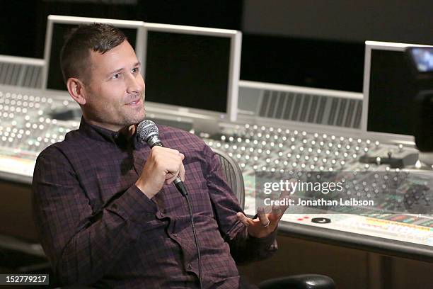 Kaskade attends the GRAMMY U Los Angeles Presents Up Close And Personal With Steve Aoki And Kaskade at Los Angeles Film School on September 25, 2012...