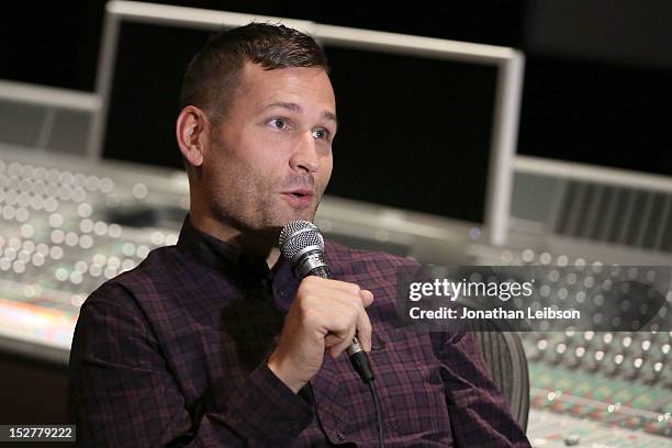 Kaskade attends the GRAMMY U Los Angeles Presents Up Close And Personal With Steve Aoki And Kaskade at Los Angeles Film School on September 25, 2012...