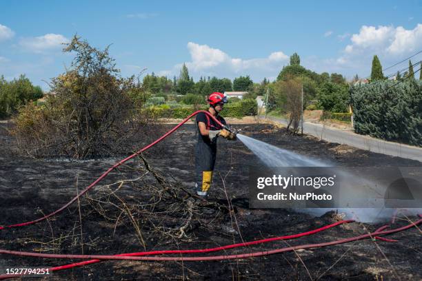 Bouches-du-Rhone, France, . A fire brigade during a flooding operation on the site.