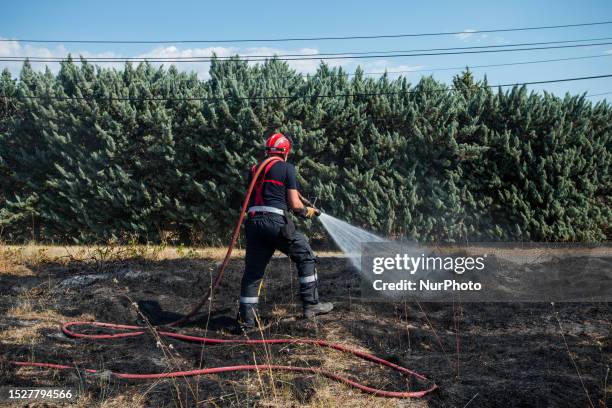 Bouches-du-Rhone, France, . A fire brigade during a flooding operation on the site.