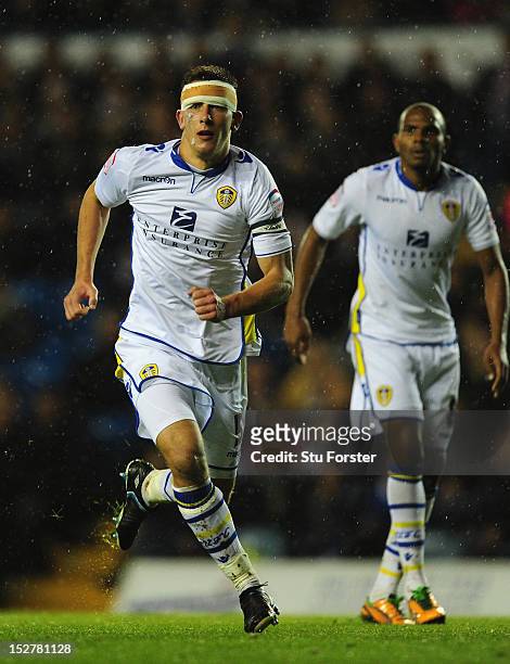 Leeds player Jason Pearce in action during the Capital One Cup Third Round match between Leeds United and Everton at Elland Road on September 25,...