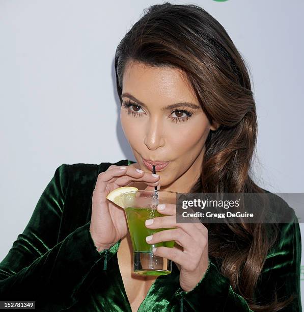 Actress/TV personality Kim Kardashian arrives at the Midori Makeover Parlour event at Fred Segal on September 25, 2012 in Santa Monica, California.