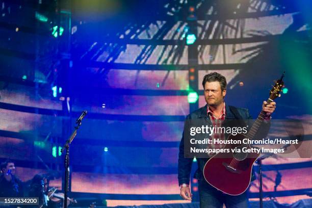 Blake Shelton performs at Reliant Stadium during the Houston Livestock Show and Rodeo, Thursday, March 20 in Houston.