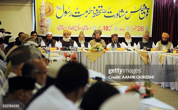 Pakistani hard line Islamic party heads Hafiz Mohammad Saeed , Maulana Fazalur Rehman , Syed Munawar Hasan , Sami ul Haq and other leaders attend a...