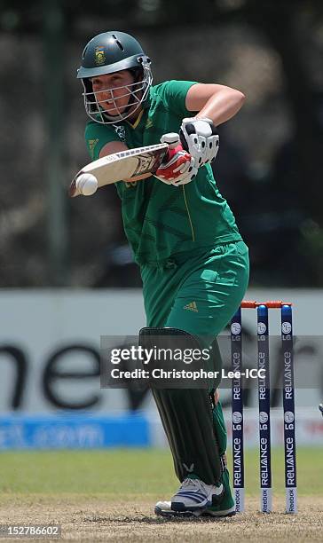 Susan Benade of South Africa in action during the ICC Women's World Twenty20 Group B match bewteen Sri Lanka and South Africa at Galle International...