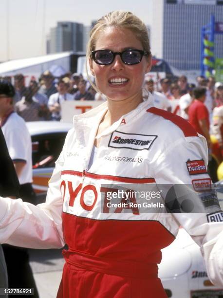 Model Kim Alexis attends the 23rd Annual Toyota Grand Prix Pro/Celebrity Race on April 16, 1999 at the Toyate Grand Prix of Long Beach Race Course in...
