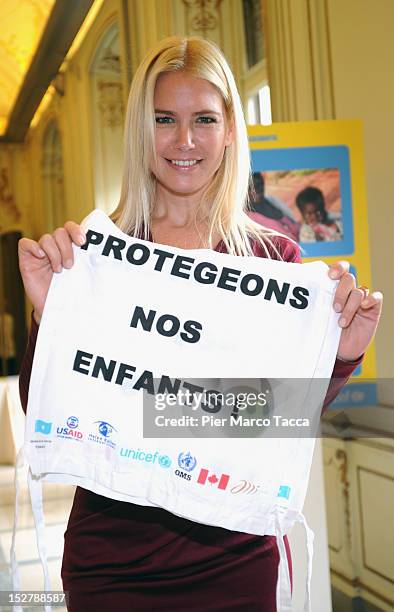 Valeria Mazza attends Unicef neonatal tetanus campaign presentation on September 26, 2012 in Milan, Italy.