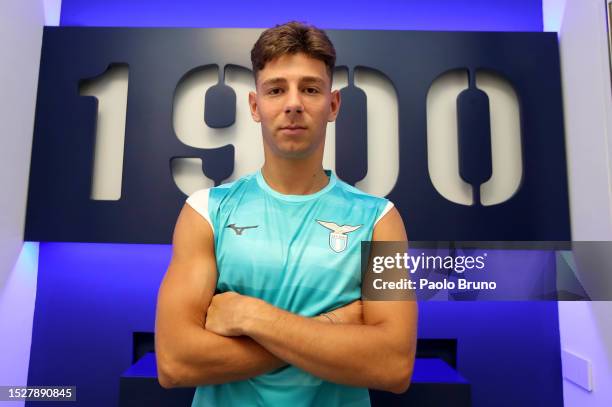 Fabio Ruggeri of SS Lazio poses during the medical test at Formello sport centre on July 09, 2023 in Rome, Italy.