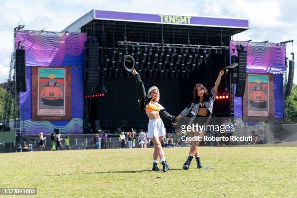 Festival goers arrive on the third day of the TRNSMT Festival 2023 at Glasgow Green on July 09, 2023 in Glasgow, Scotland.
