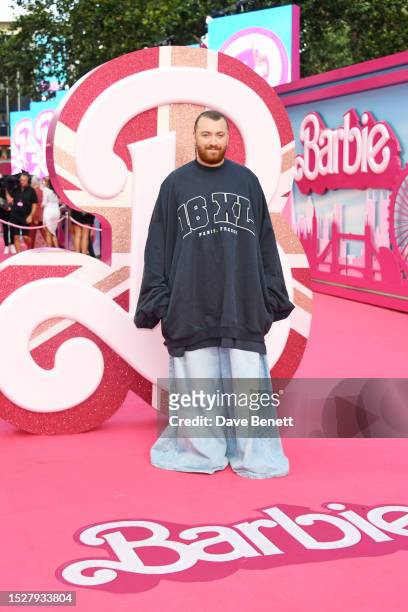 Sam Smith attends the European Premiere of "Barbie" at Cineworld Leicester Square on July 12, 2023 in London, England.