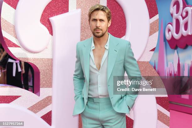 Ryan Gosling attends the European Premiere of "Barbie" at Cineworld Leicester Square on July 12, 2023 in London, England.