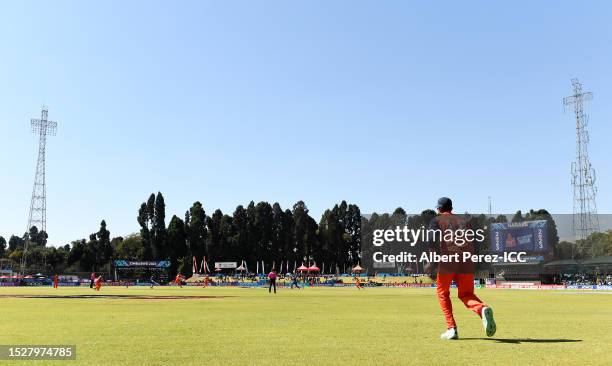 General view inside the stadium during the ICC Men´s Cricket World Cup Qualifier Zimbabwe 2023 Final between Sri Lanka and Netherlands at Harare...