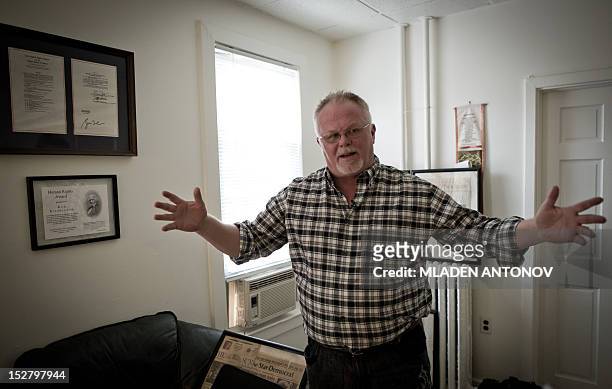 Kirk Bloodsworth speaks during an interview with AFP in his apartment in Mount Rainier, Maryland on September 26, 2012. Kirk Bloodsworth is the first...