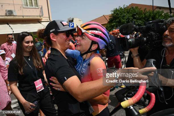 Stage winner Chiara Consonni of Italy and UAE Team ADQ reacts after the 34th Giro d'Italia Donne 2023, Stage 9 a 126.85km stage from Sassari to Olbia...