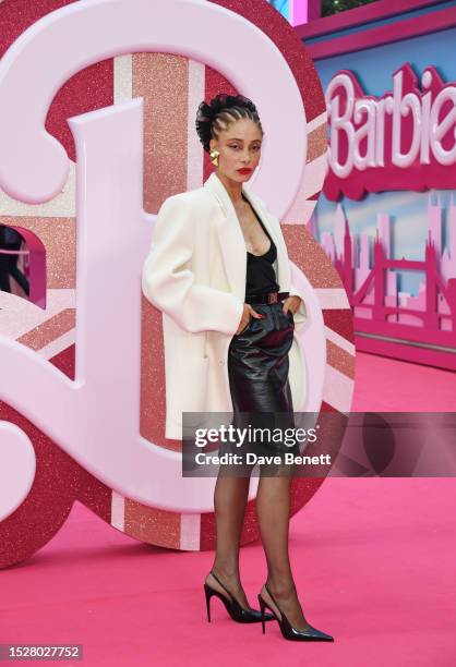 Adwoa Aboah attends the European Premiere of "Barbie" at Cineworld Leicester Square on July 12, 2023 in London, England.