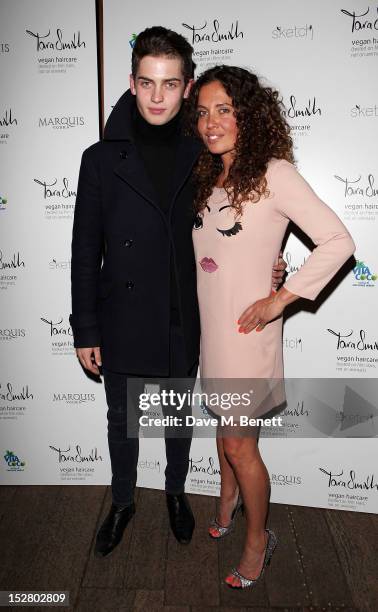 Model Curt Roberts and Tara Smith attend a party celebrating the UK launch of Tara Smith Vegan Haircare at Sketch on September 26, 2012 in London,...