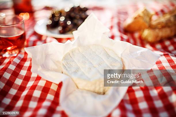 fresh camembert, bread and rose - camambert stock pictures, royalty-free photos & images