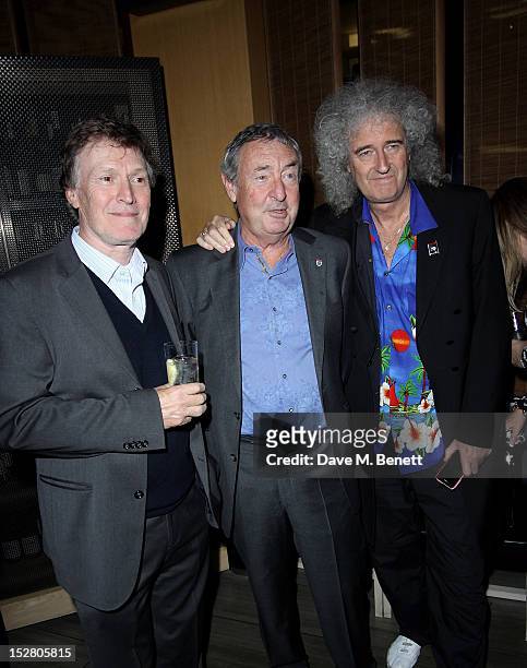 Steve Winwood, Nick Mason and Brian May attend the Pig Business Fundraiser at Sake No Hana on September 26, 2012 in London, England.