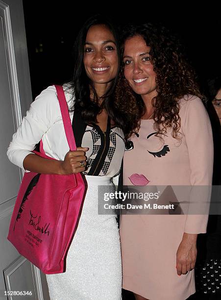 Rosario Dawson and Tara Smith attend a party celebrating the UK launch of Tara Smith Vegan Haircare at Sketch on September 26, 2012 in London,...