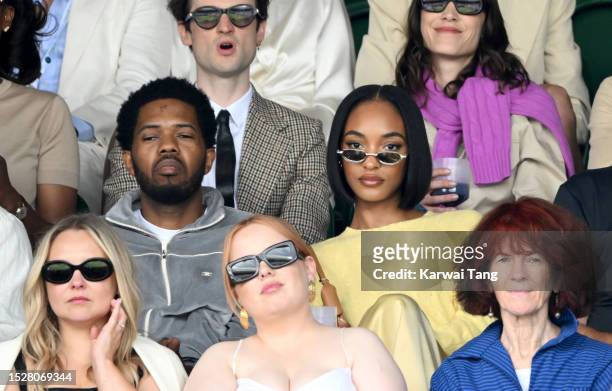 Dion Hamilton and Jourdan Dunn attend day seven of the Wimbledon Tennis Championships at the All England Lawn Tennis and Croquet Club on July 09,...