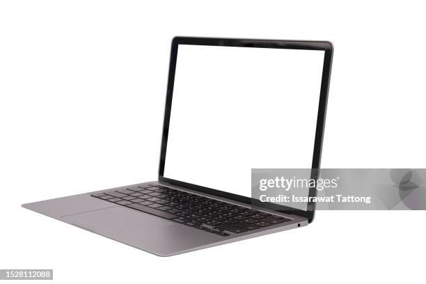 modern computer.laptop with blank screen isolated on white - laptop flat stock pictures, royalty-free photos & images