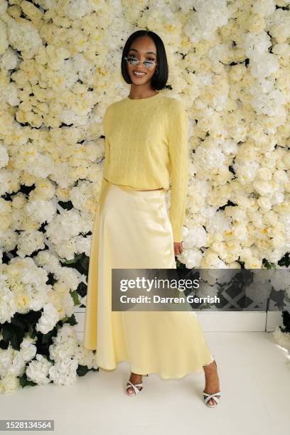 Jourdan Dunn, wearing Ralph Lauren, attends the Polo Ralph Lauren & British Vogue event during The Championships, Wimbledon at All England Lawn...