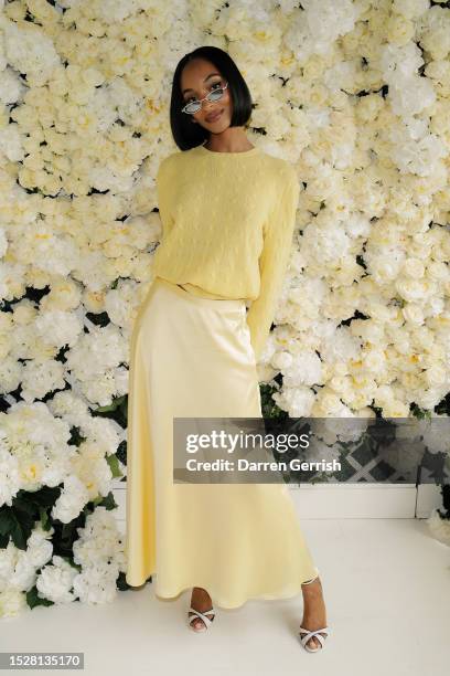 Jourdan Dunn, wearing Ralph Lauren, attends the Polo Ralph Lauren & British Vogue event during The Championships, Wimbledon at All England Lawn...