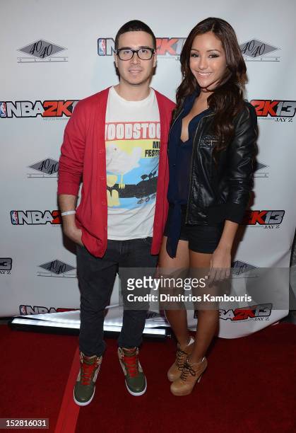 Vinny Guadagnino and Melanie Iglesias attend "NBA 2K13" Premiere Launch Party at 40 / 40 Club on September 26, 2012 in New York City.