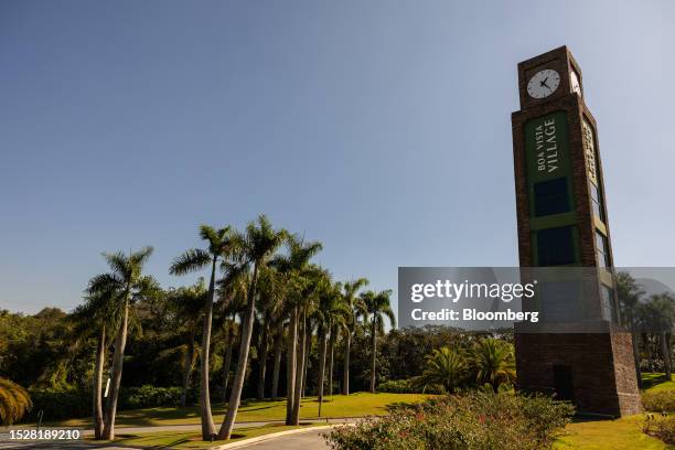 Signage at the Boa Vista in Porto Feliz, Sao Paulo state, Brazil, on Wednesday, June 21, 2023. Boa Vista is a gated community for the ultra rich that...