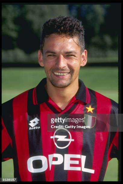 Portrait of Roberto Baggio of A.C Milan taken during the club photocall. Mandatory Credit: Allsport UK