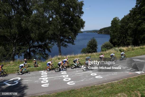 Neilson Powless of The United States and Team EF Education-EasyPost - Polka Dot Mountain Jersey, Matej Mohoric of Slovenia and Team Bahrain...