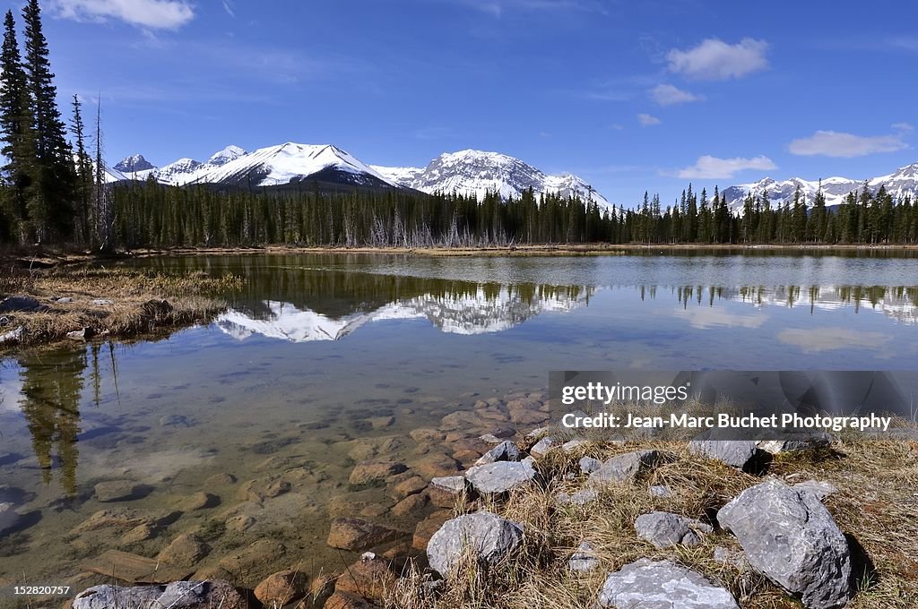 Mountain reflecting in lake