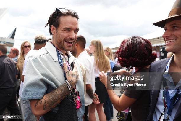Liam Payne looks on from the grid during the F1 Grand Prix of Great Britain at Silverstone Circuit on July 09, 2023 in Northampton, England.