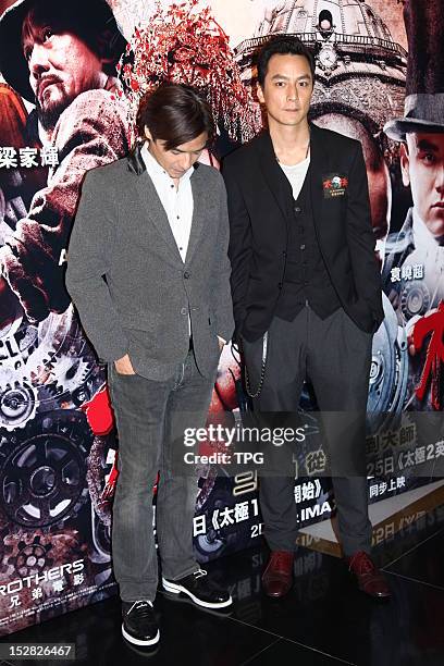 Daniel Wu and Stephen Fung attends press conference of Taichi 0 on September 26, 2012 in Hong Kong, China.