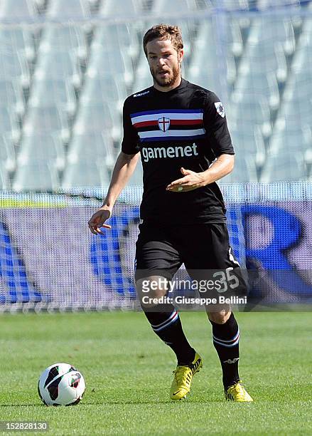 Jonathan Rossini of Sampdoria in action during the Serie A match between Pescara and UC Sampdoria at Adriatico Stadium on September 16, 2012 in...