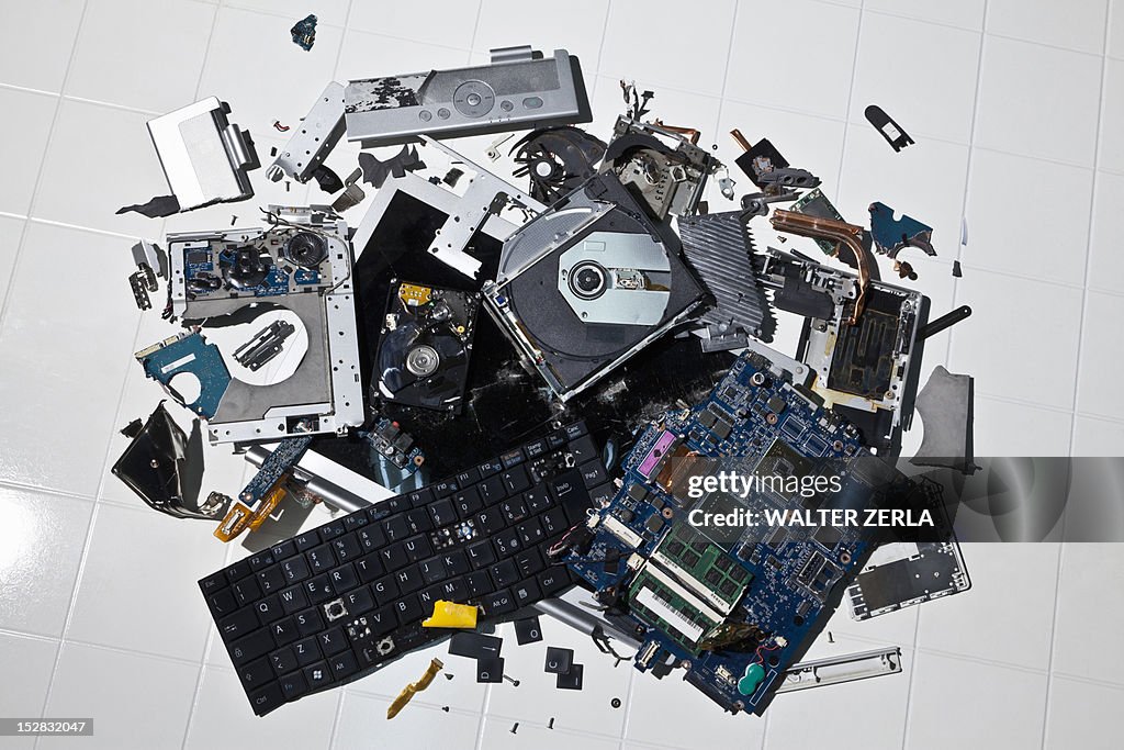 Smashed Computer Box Pile Of Smashed Computer Parts High-Res Stock Photo - Getty Images
