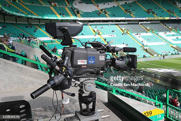 Camera inside Parkhead Stadium prior to the Clydesdale Bank Scottish Premier League match between Celtic and Dundee on September 22, 2012 in Glasgow,...