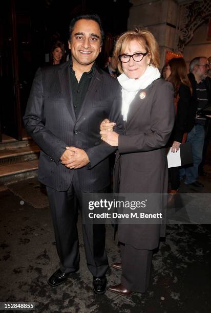 Sanjeev Bhaskar and Zoe Wanamaker arrive for the Press Night performance of the RSC's 'Much Ado About Nothing' at The Noel Coward Theatre on...