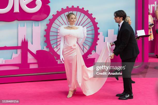 Margot Robbie attends the European premiere of 'Barbie' at the Cineworld Leicester Square in London, United Kingdom on July 12, 2023.