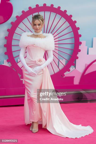 Margot Robbie attends the European premiere of 'Barbie' at the Cineworld Leicester Square in London, United Kingdom on July 12, 2023.
