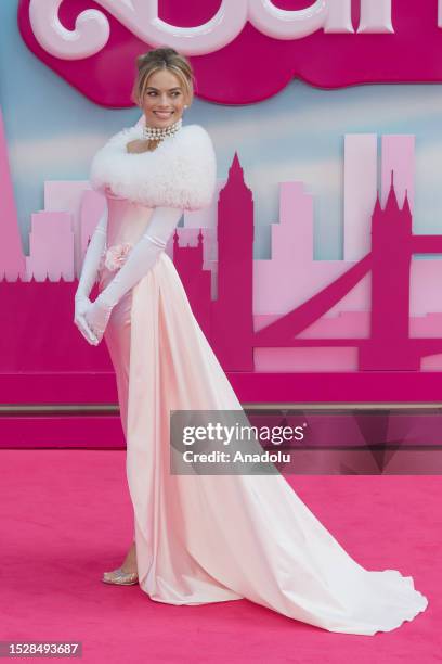 Margot Robbie attends the European premiere of 'Barbie' at the Cineworld Leicester Square in London, United Kingdom on July 12, 2023.