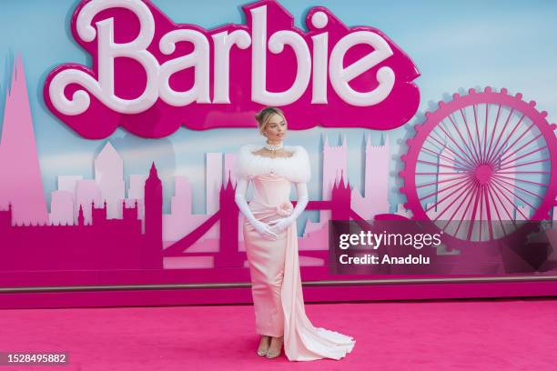 Margot Robbie attends the European premiere of 'Barbie' at the Cineworld Leicester Square in London, United Kingdom on July 12, 2023.