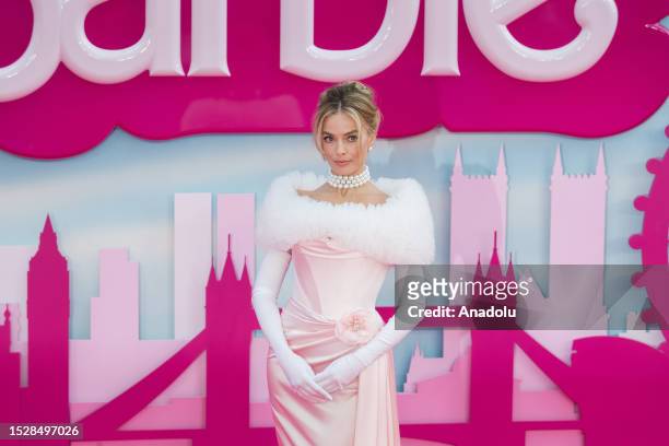 Margot Robbie attends the European premiere of 'Barbie' at the Cineworld Leicester Square in London, United Kingdom on July 12, 2023.