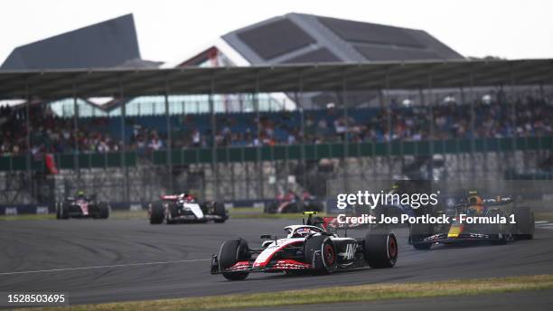 Nico Hulkenberg of Germany driving the Haas F1 VF-23 Ferrari on track during the F1 Grand Prix of Great Britain at Silverstone Circuit on July 09,...