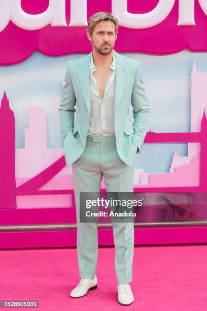Ryan Gosling attends the European premiere of 'Barbie' at the Cineworld Leicester Square in London, United Kingdom on July 12, 2023.