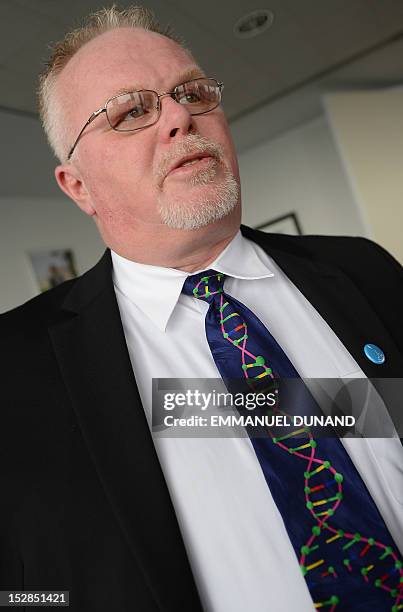 Kirk Bloodsworth, the first US citizen sentenced to death row who was exonerated by DNA fingerprinting, speaks while meeting with French Foreign...