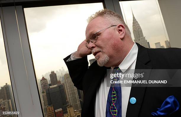 Kirk Bloodsworth, the first US citizen sentenced to death row who was exonerated by DNA fingerprinting, speaks while meeting with French Foreign...